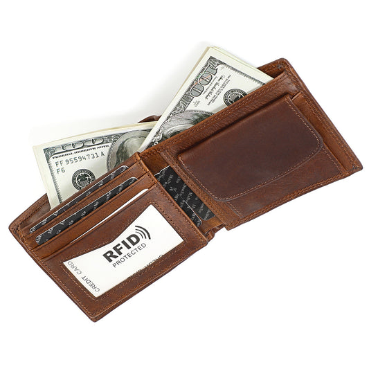 Men's Vintage Genuine Leather Full First Layer Cowhide Short Men's Wallets