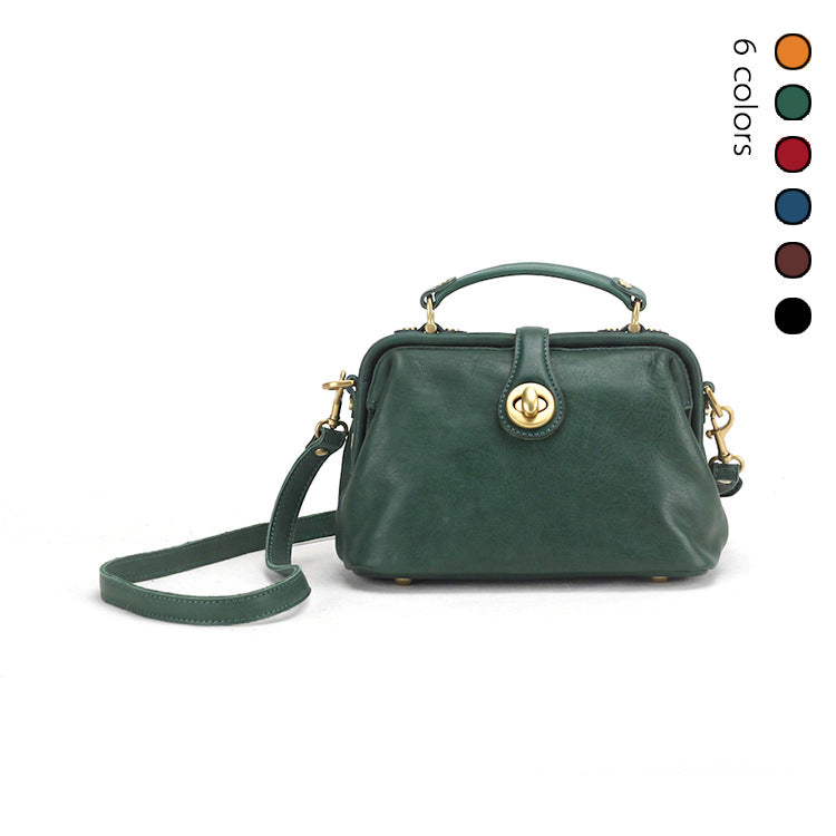 Women's First Layer Cowhide Doctor Portable Retro Crossbody Bags