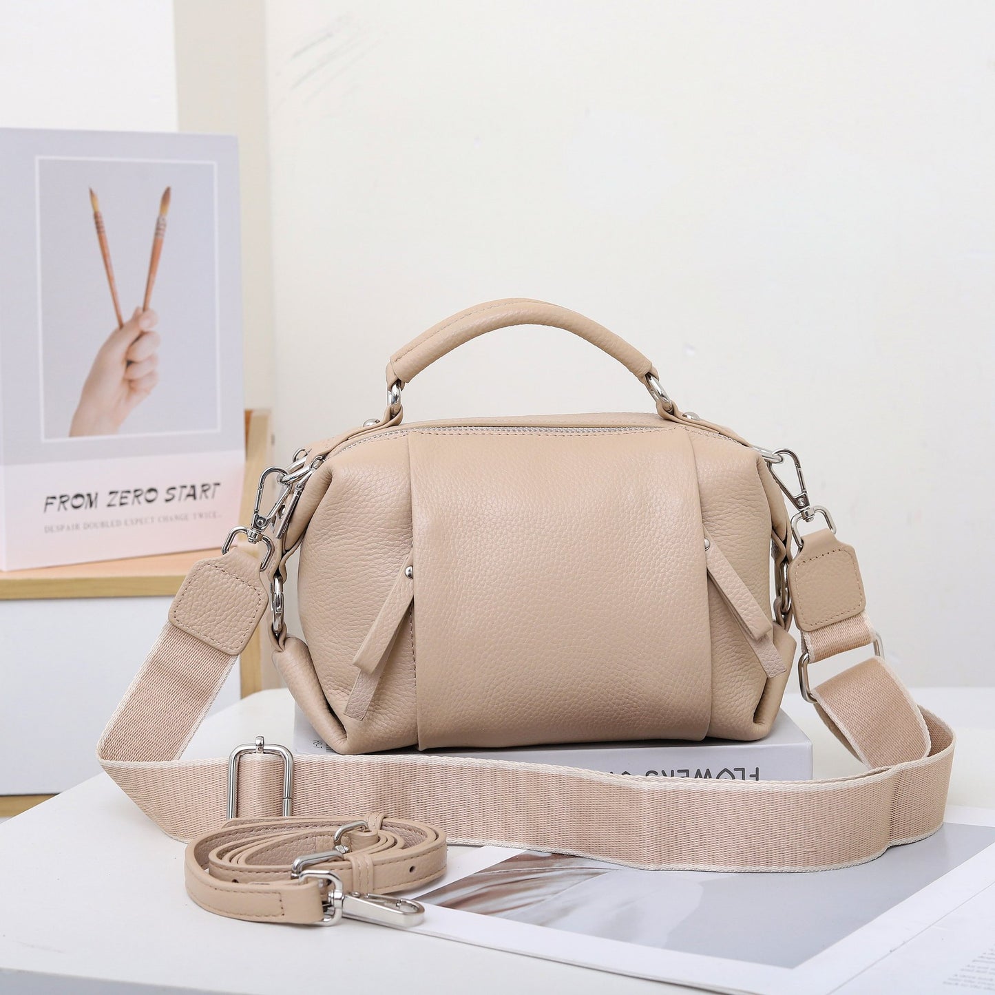 Women's Boston Genuine Leather Pillow Layer Crossbody Bags