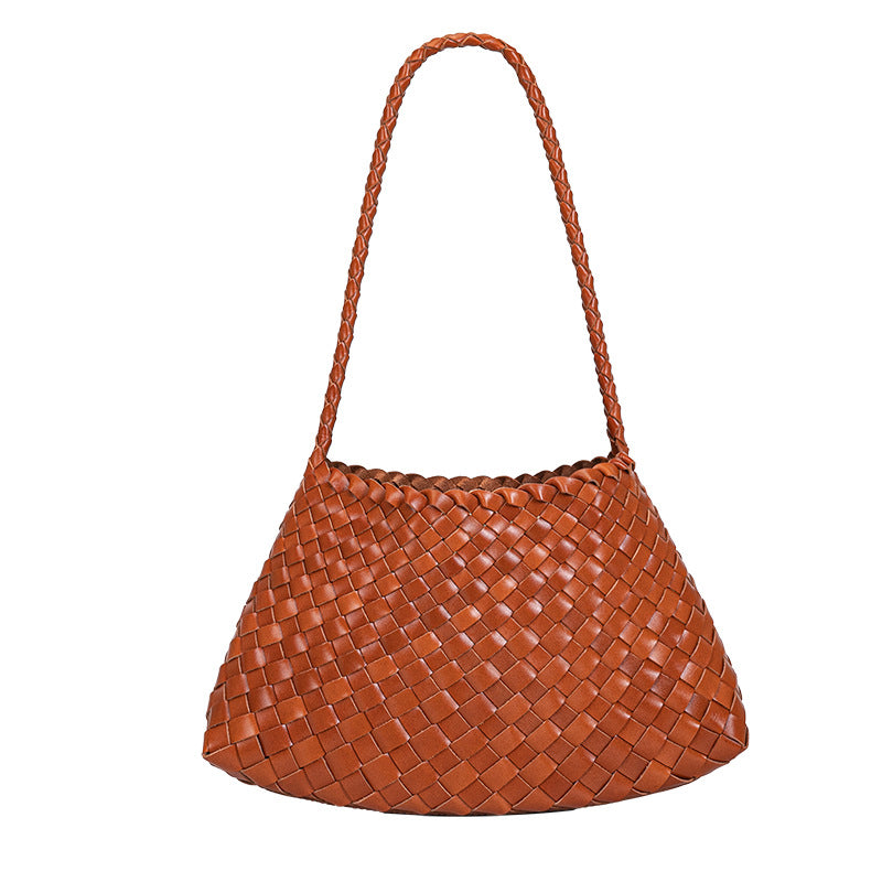 First Layer Cowhide Woven French Leather Underarm Shoulder Bags