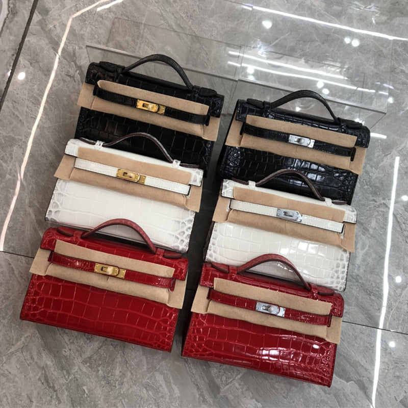 Women's Crocodile Pattern Generation Kelly Cow Leather Shoulder Bags