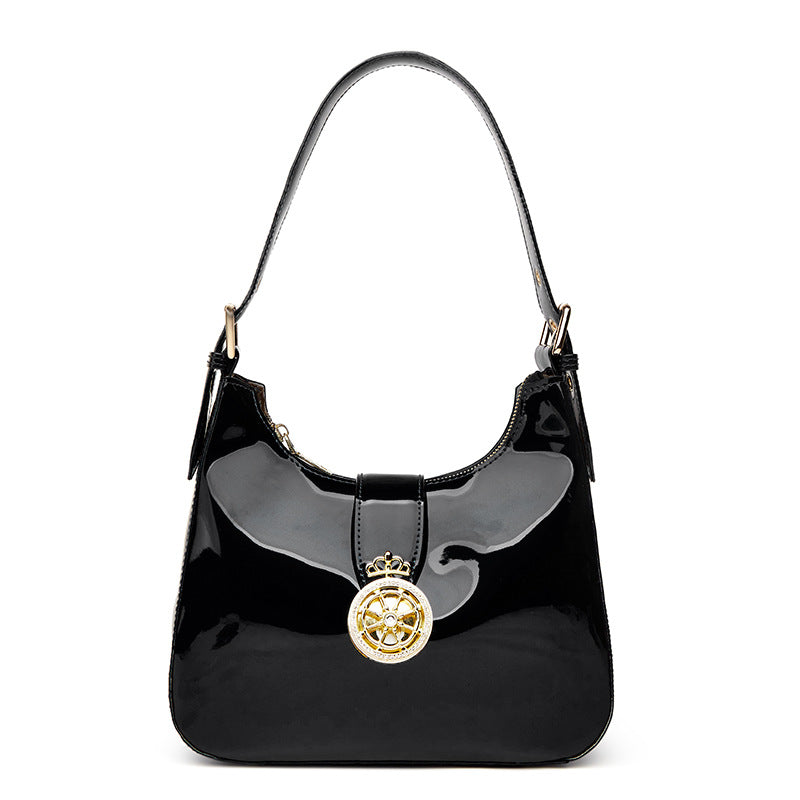 Women's Fashion Patent Leather Bright Surface Underarm Arm Bags
