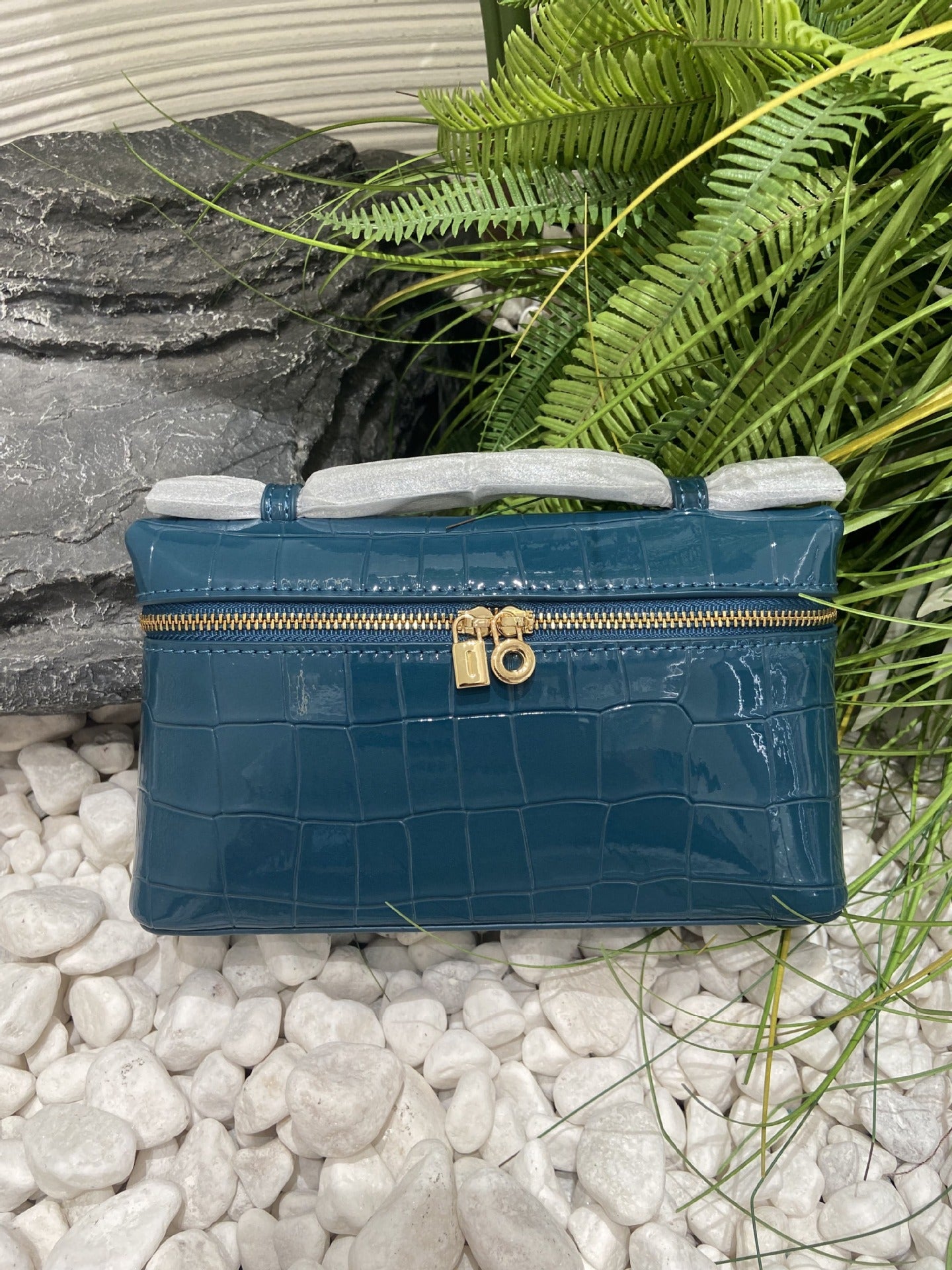 Crocodile Pattern Box Genuine Leather Lunch Shoulder Bags