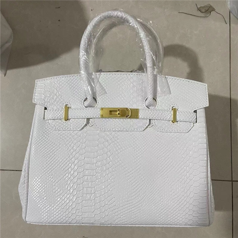 Women's Snakeskin Pattern Platinum Trendy Large Capacity Handbags