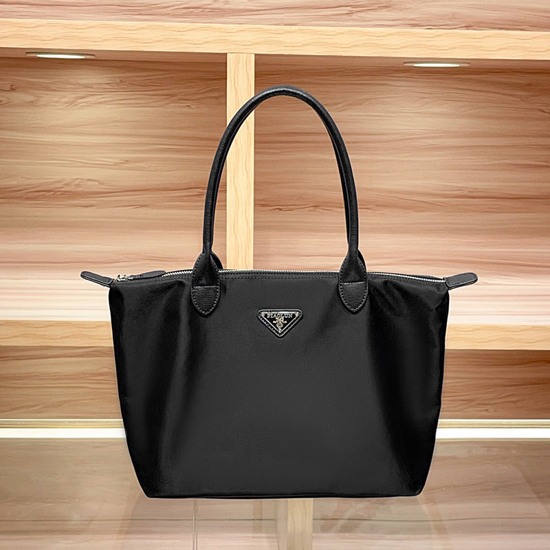 Glamorous Imported Nylon Cloth With Leather Handbags