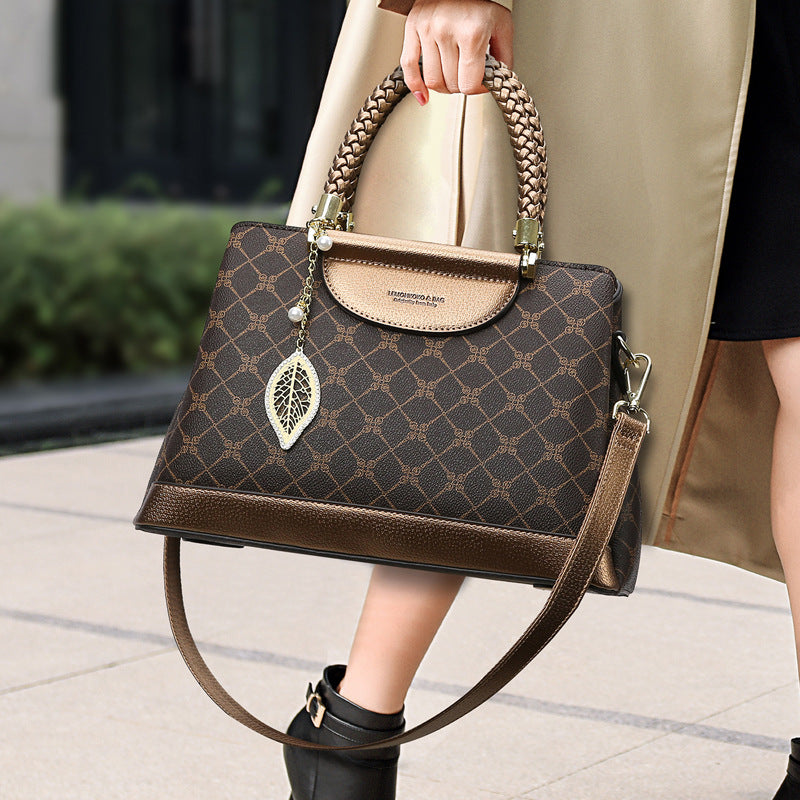 Women's Fashion Printing Large Capacity Totes High-grade Contrast Handbags