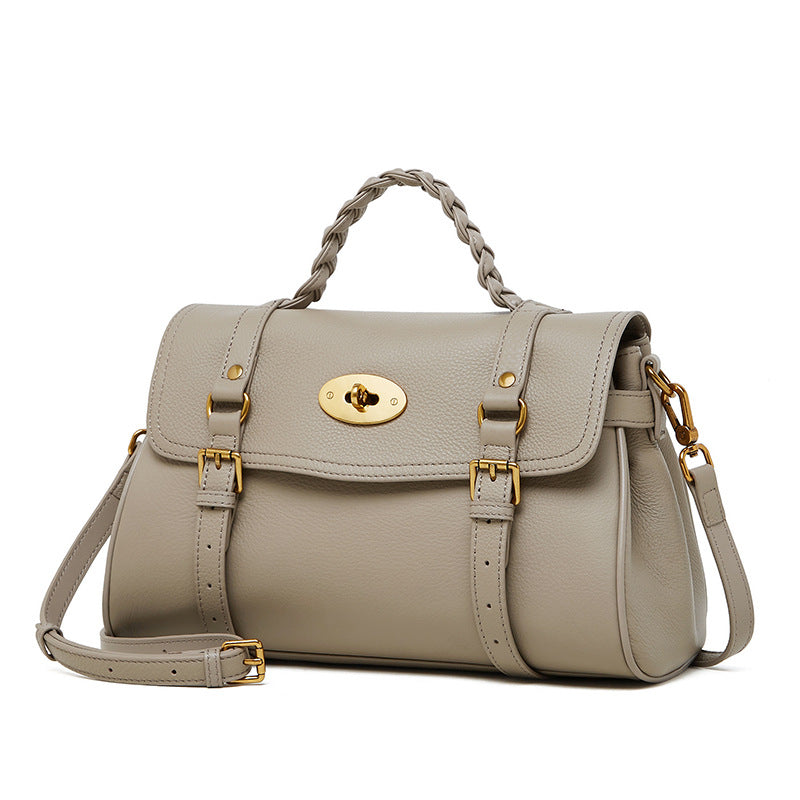 Women's Trendy Leather Cowhide Portable Commuter Tote Bags