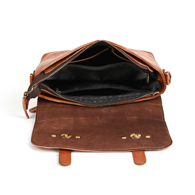 Women's Layer Cowhide Handmade Colored Vegetable Tanned Crossbody Bags
