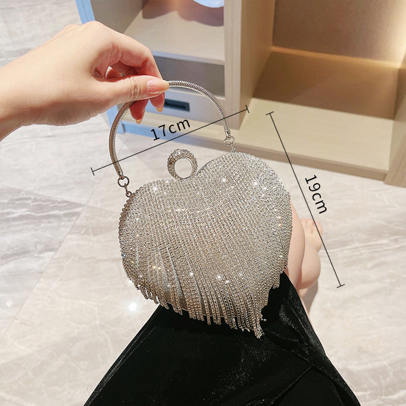 Dinner Love Heart Tassel Banquet Clutch Evening Bags