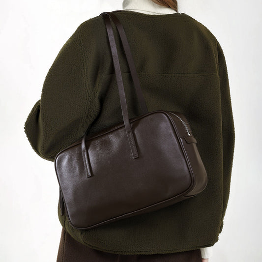 Top Layer Cowhide Make Capacity Boston Shoulder Bags