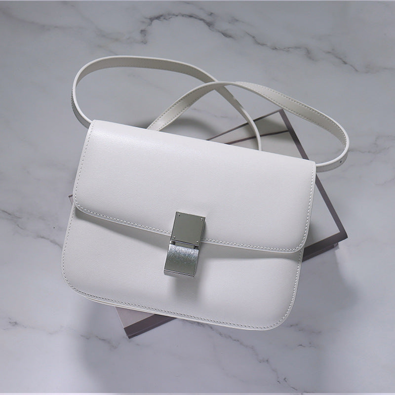 Women's Rub Grain Cowhide Leather Retro Toothpick Crossbody Bags