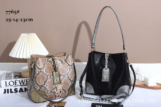 Women's Slouchy Classy Stylish Snake Pattern Bucket Bags
