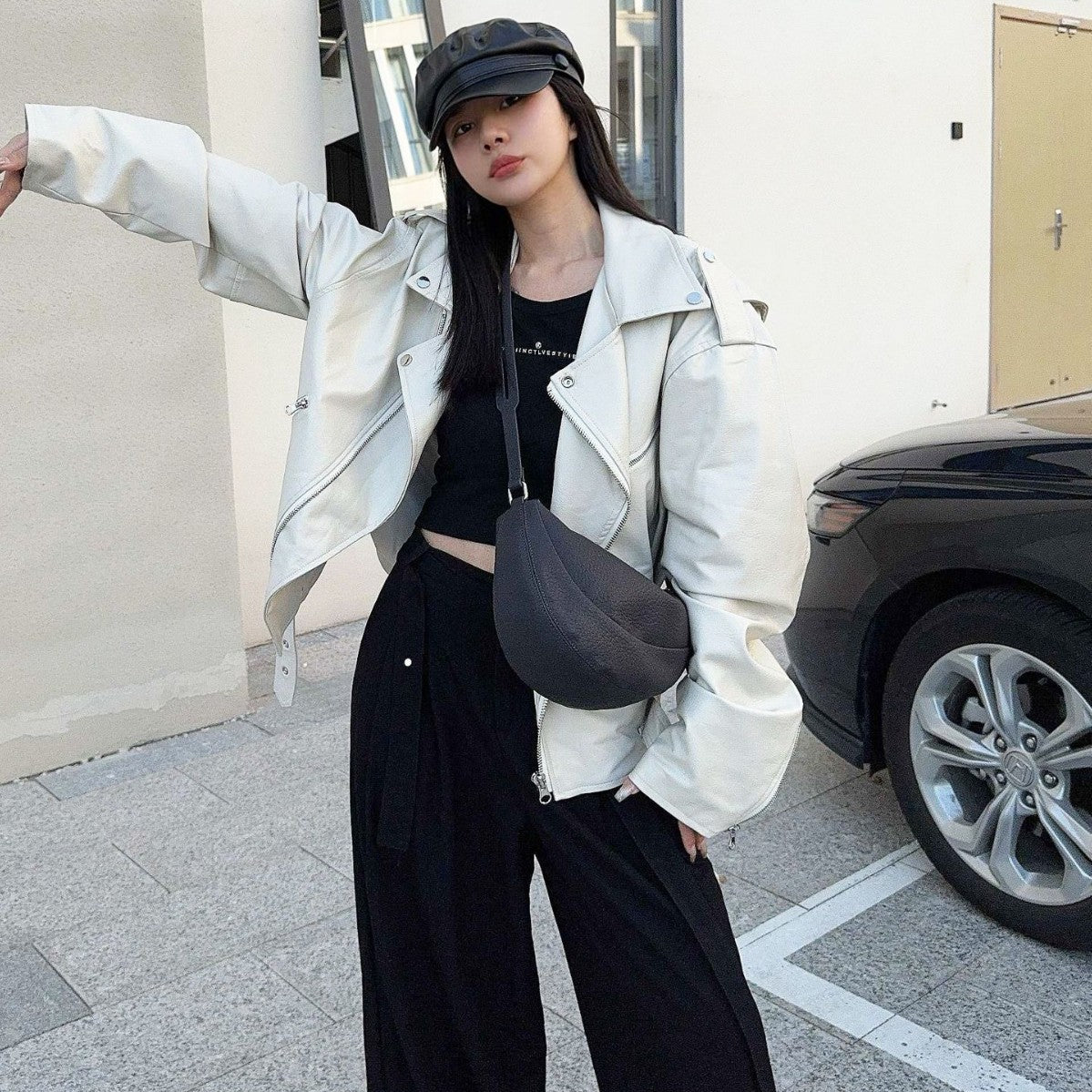 Women's Litchi Pattern Leather Can Be Praised Crossbody Bags