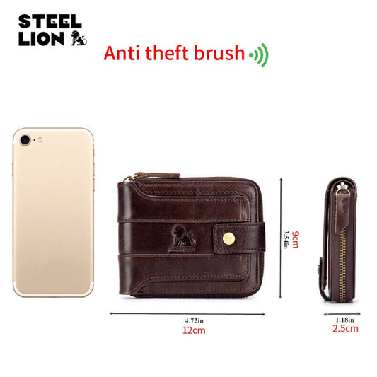 Men's Layer Genuine Leather Driving License Horizontal Multi Men's Wallets