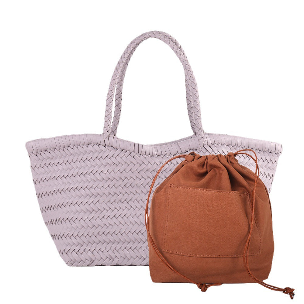 Women's Capacity French Shopping Woven Knitting Holiday Shoulder Bags