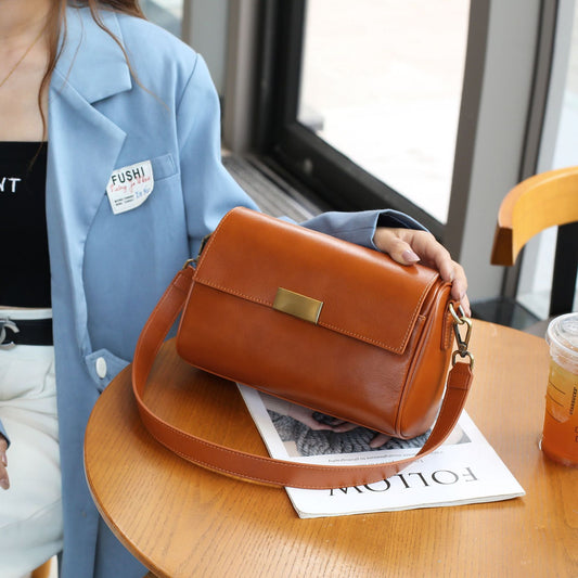 Women's Tanned Leather Cow Single Lady's Fashion Shoulder Bags