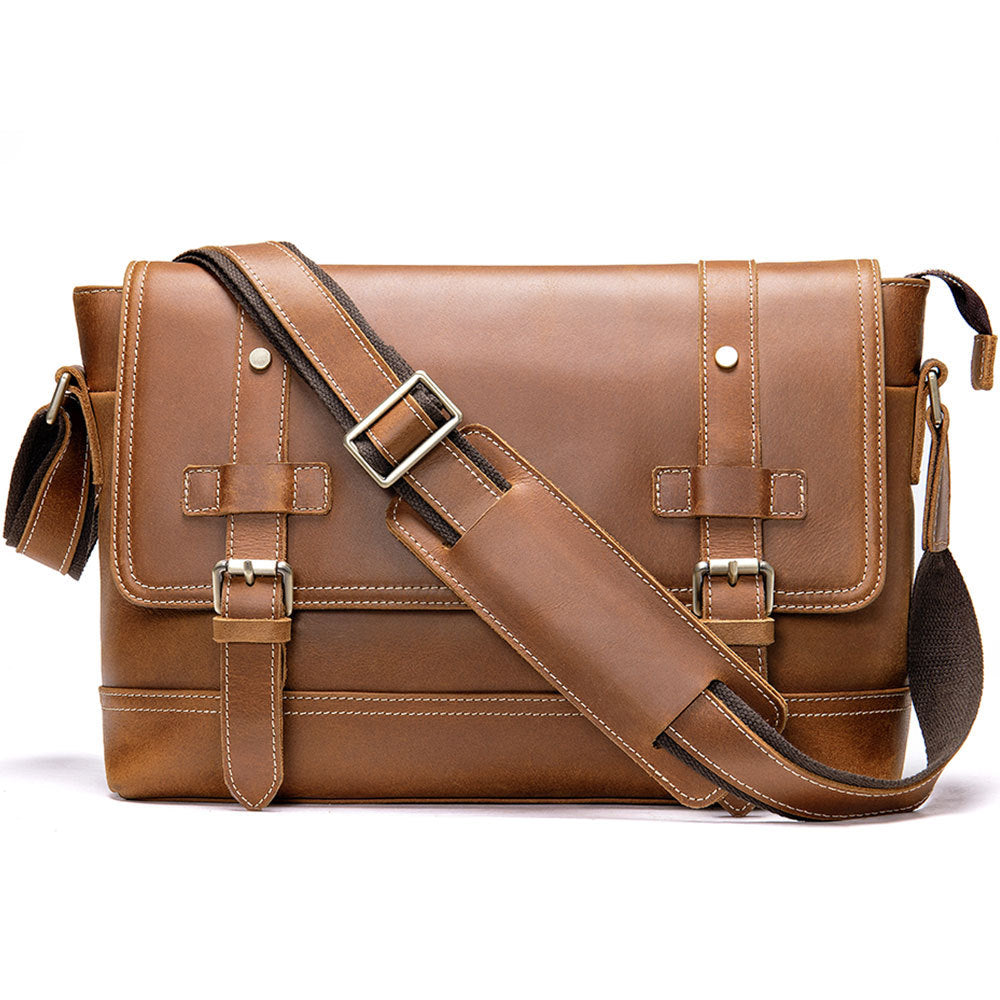 Men's Crazy Horse Leather Vintage Business Commuter Bags
