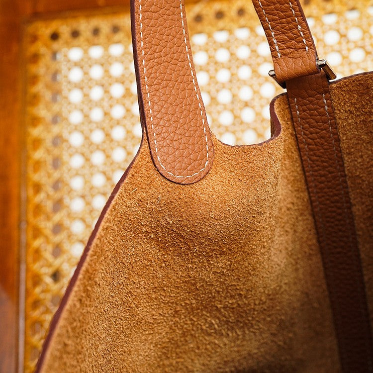 Women's Vegetable Basket Layer Cowhide Leather Versatile Handbags