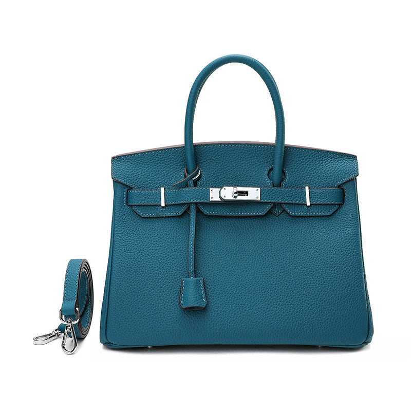 Women's Sier Litchi Pattern Genuine Leather First Layer Bags