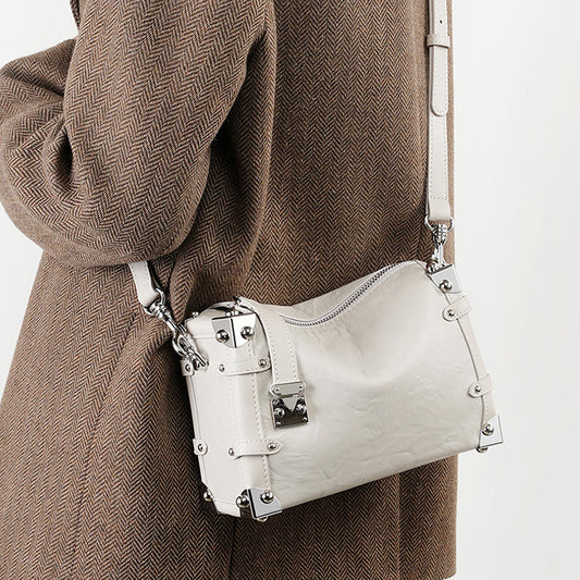 Women's Leather Soft Box Top Layer Idle Crossbody Bags