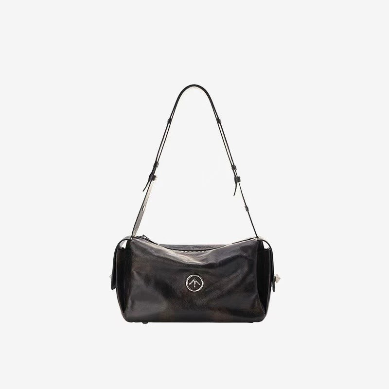 Lapel Retro Easy Matching Genuine Leather Crossbody Bags