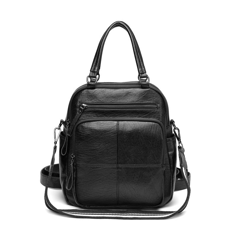Women's Patchwork Soft Leather Simple Commute Backpacks