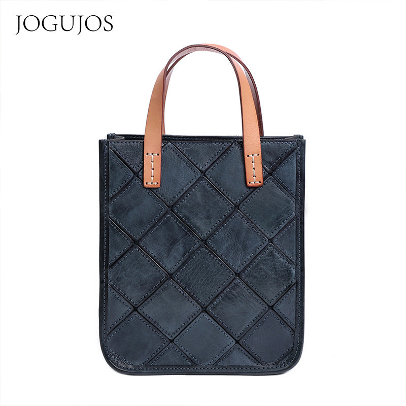 Women's First Layer Cowhide Vintage Stitching Genuine Shoulder Bags