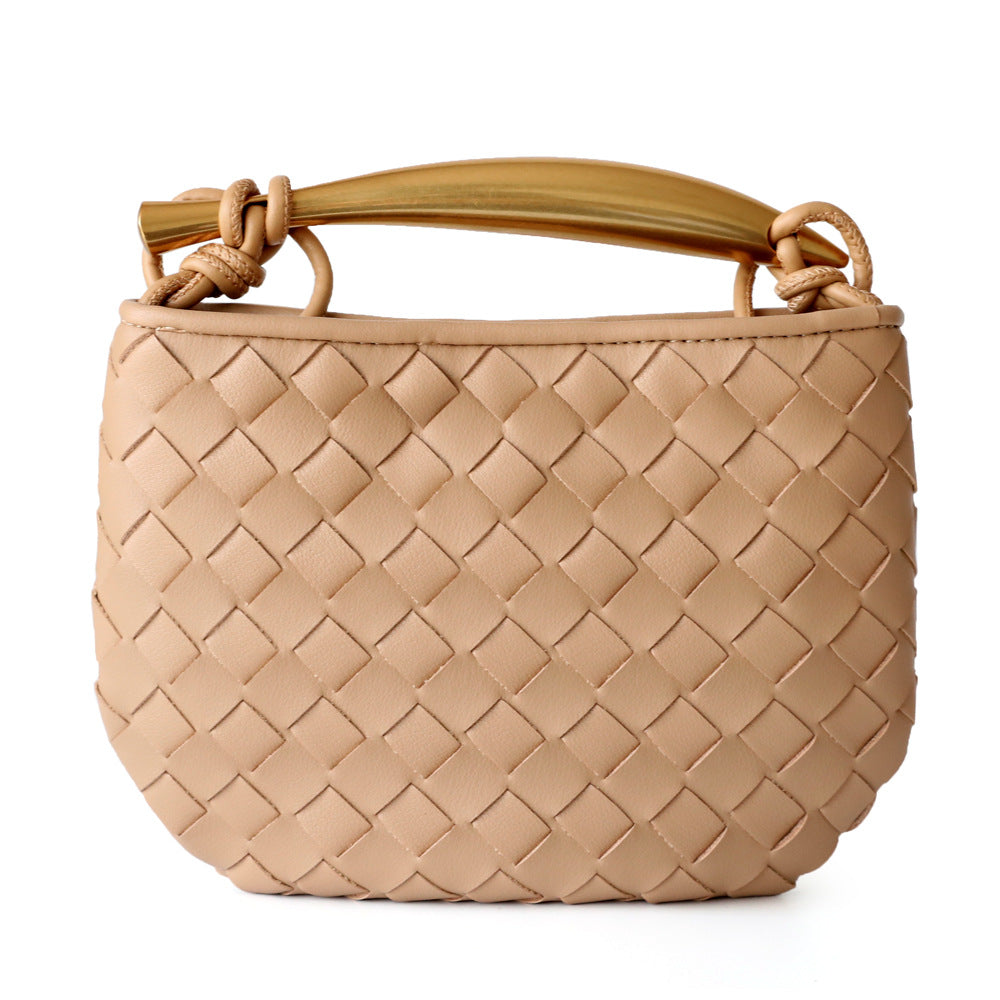 Women's Woven Sardine Cowhide Niche Design Metal Bags