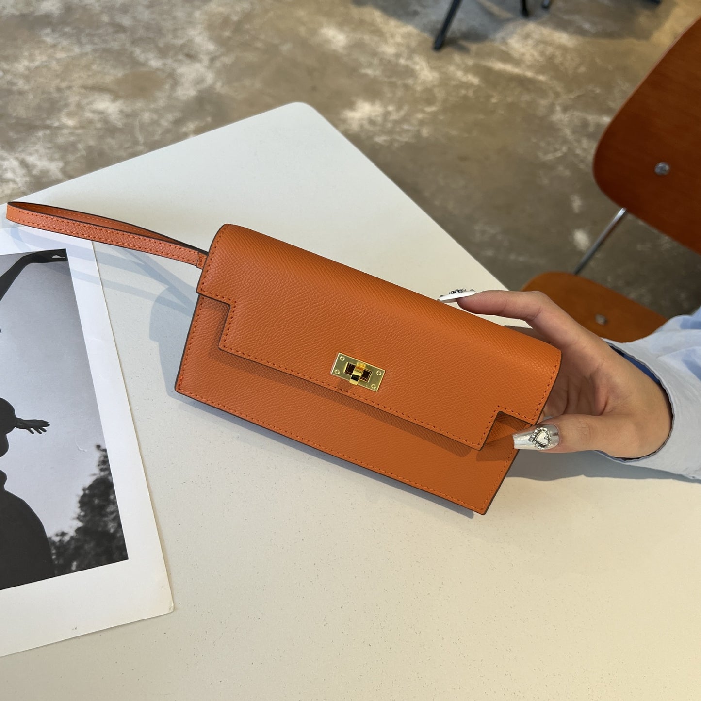 Women's Kelly Palm Print Cowhide Clutch Long Crossbody Bags