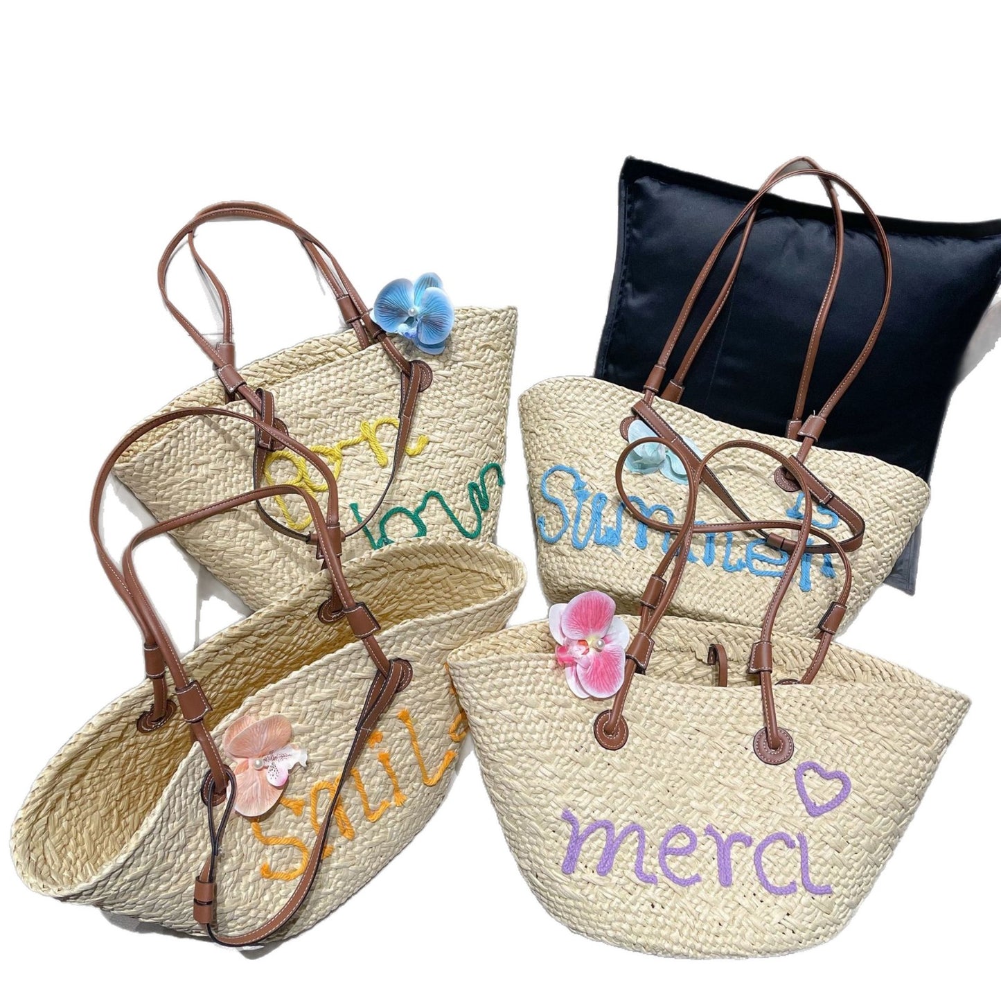 Women's Large Capacity English Letters Stylish Beach Holiday Hand Carrying Handbags