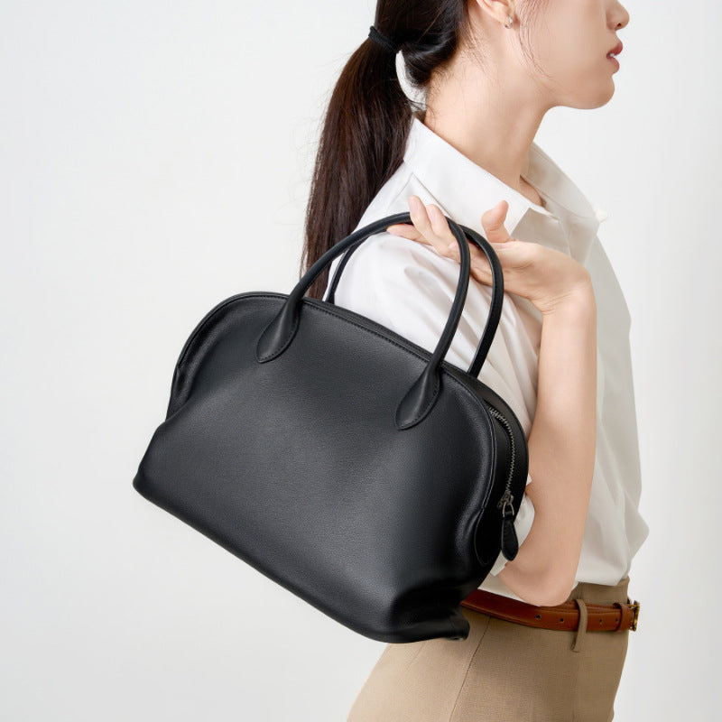 Women's Light Luxury First Layer Cowhide Pleated Fashion Handbags