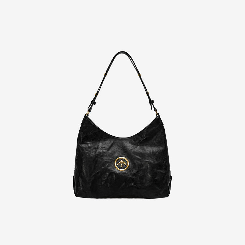 Black Stone Large Italian Vegetable Tanned Shoulder Bags