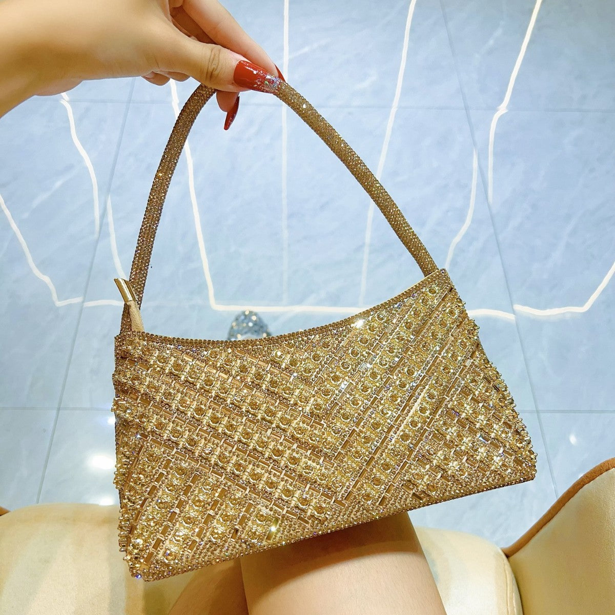 Full Diamond Dinner Banquet Dress Underarm Crossbody Bags
