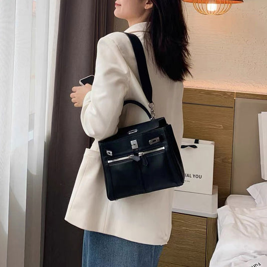 Retro Double Pocket Kelly Large Capacity Crossbody Bags