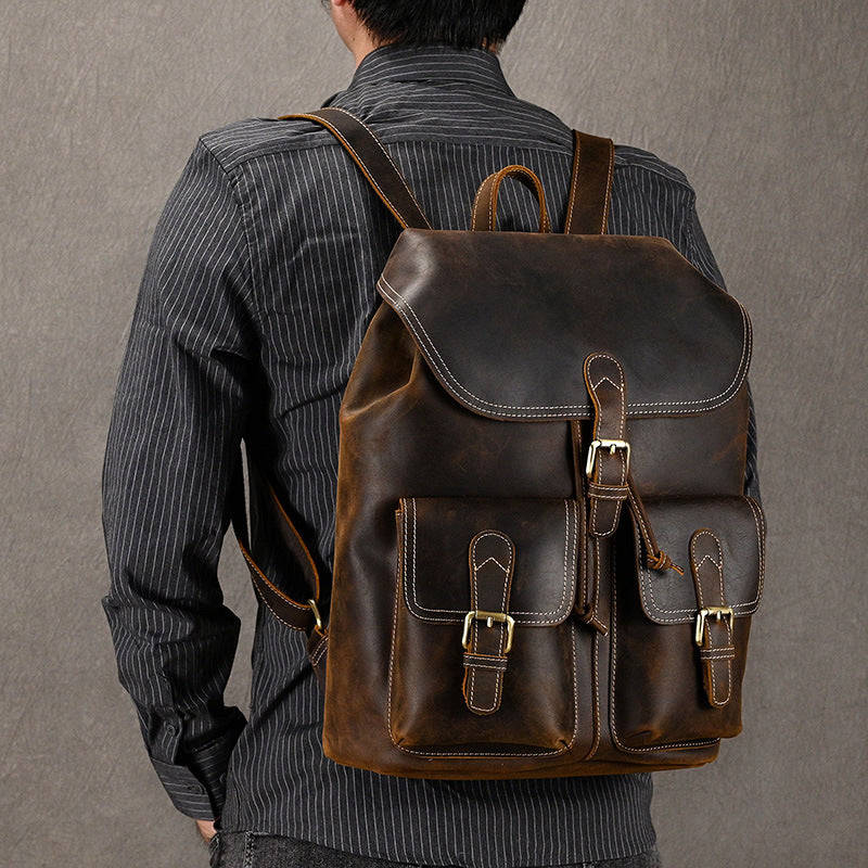 Women's & Men's & Leather Personalized Flip Inch Vintage Backpacks