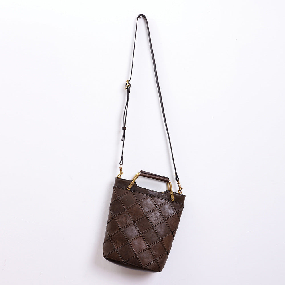 Women's Fashion Genuine Leather Retro Patchwork Crossbody Bags