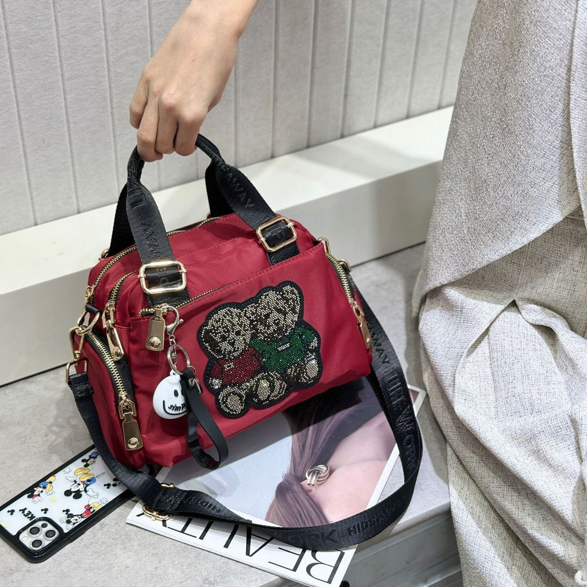 Trendy Graceful Women's Rhinestone Bear Design Bags