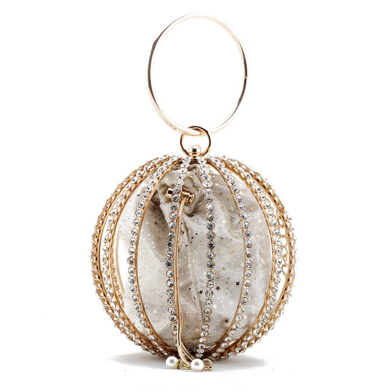 Women's Metal Hollow Address Ball Portable Diamond Evening Bags