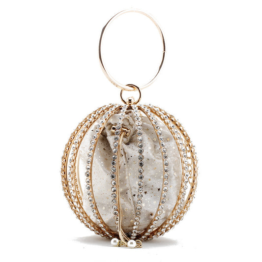 Women's Metal Hollow Address Ball Portable Diamond Evening Bags