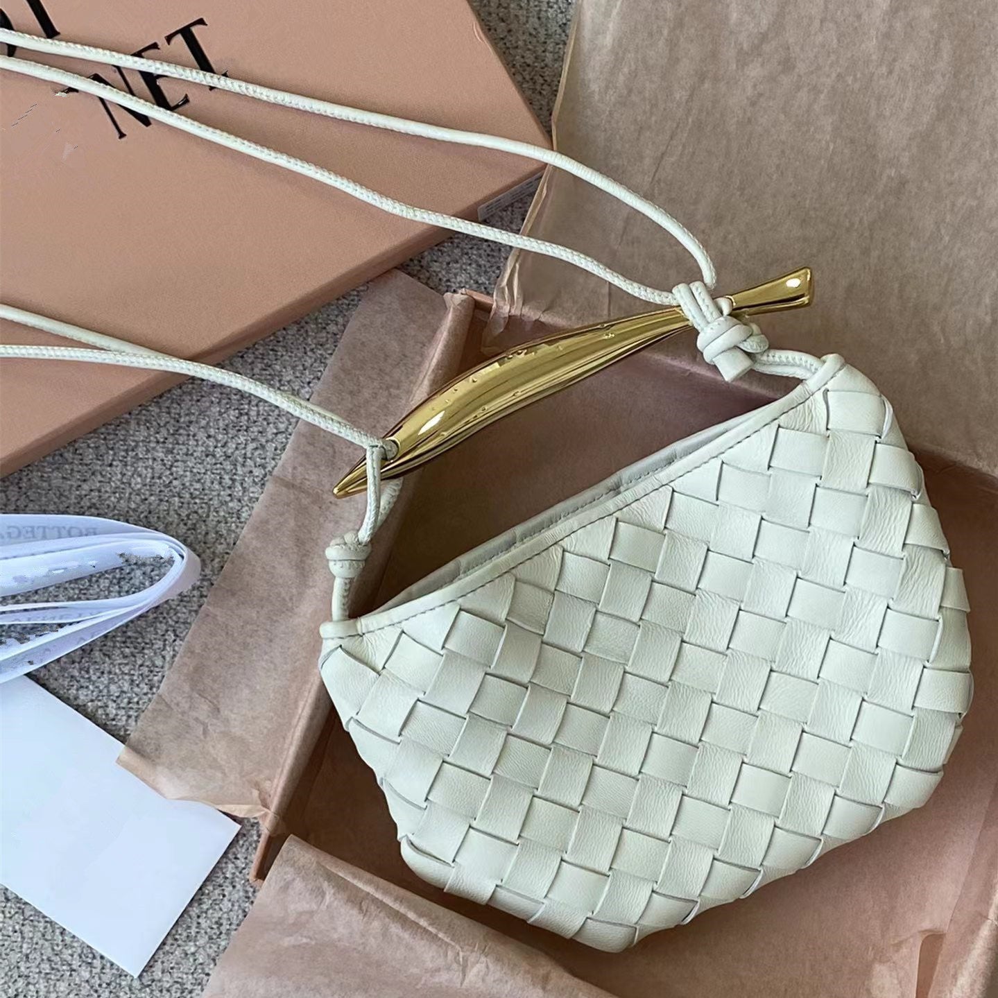 Women's Genuine Leather Sardine Woven High-grade Portable Crossbody Bags