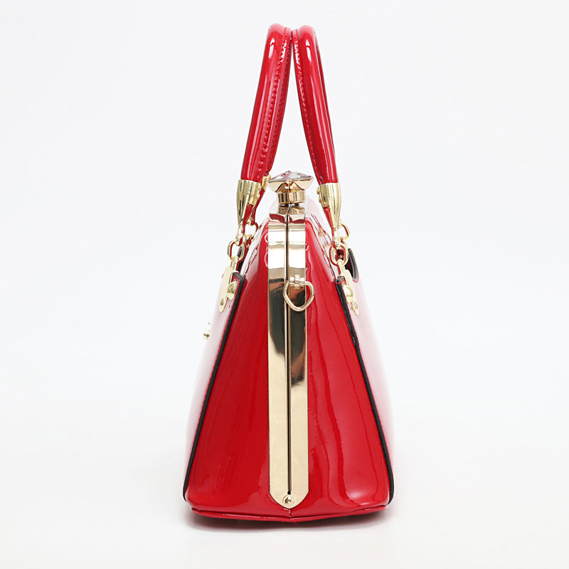 Women's Popular Bright Leather Steel Frame Fashion Handbags