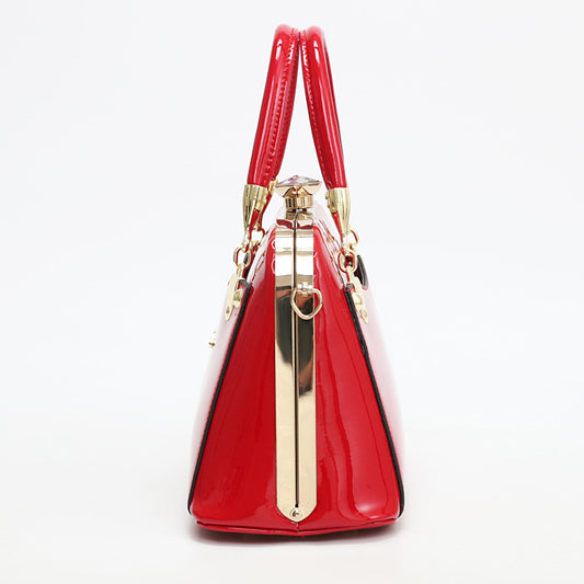 Women's Popular Bright Leather Steel Frame Fashion Handbags