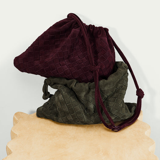 Women's Leather Woven Carrying High Sense Light Shoulder Bags