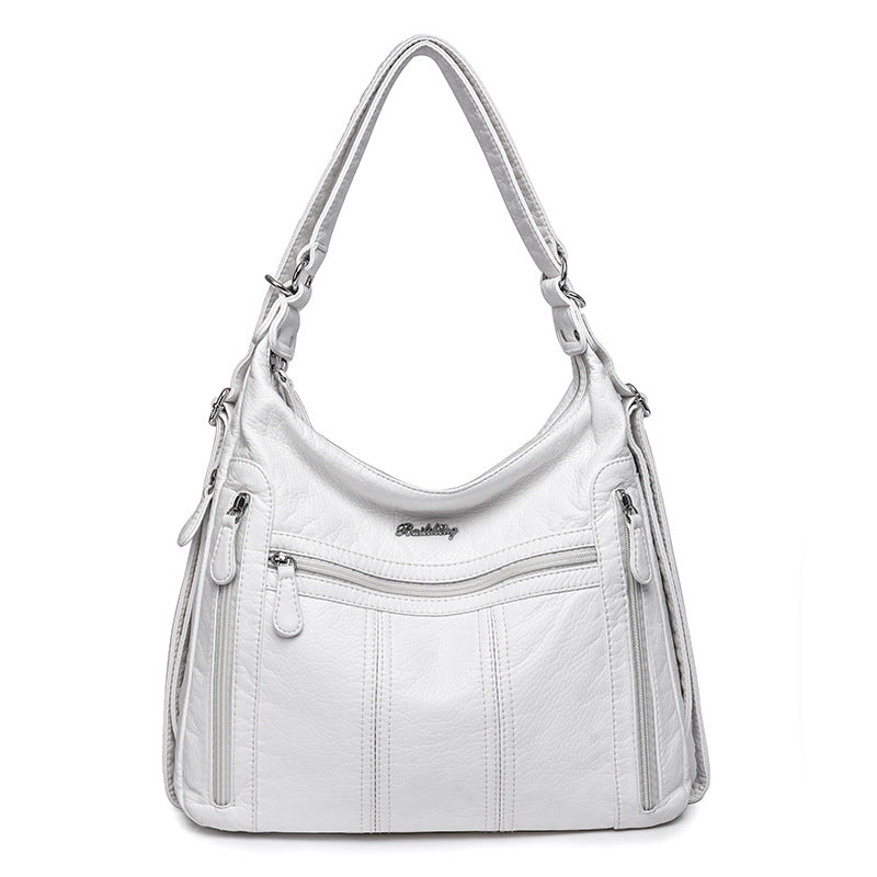 Women's One Mom Washed Leather Soft Shoulder Bags
