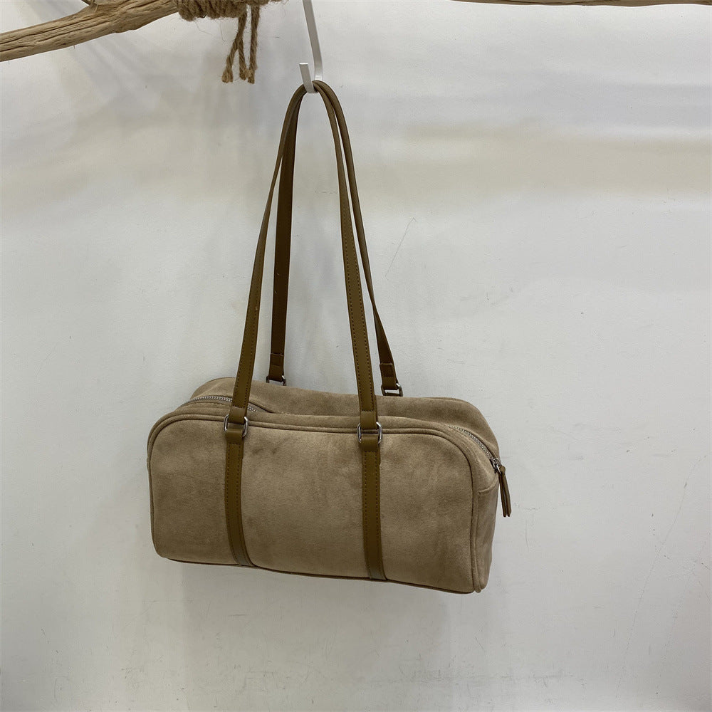 Women's Contrast Color Suede Autumn Fashion High Sense Bags