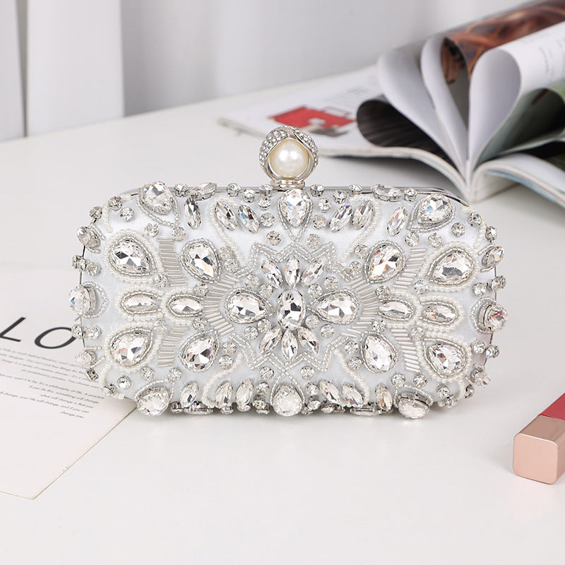 Women's Embroidery Rhinestone Beaded Diamond Clutch Dinner Evening Bags
