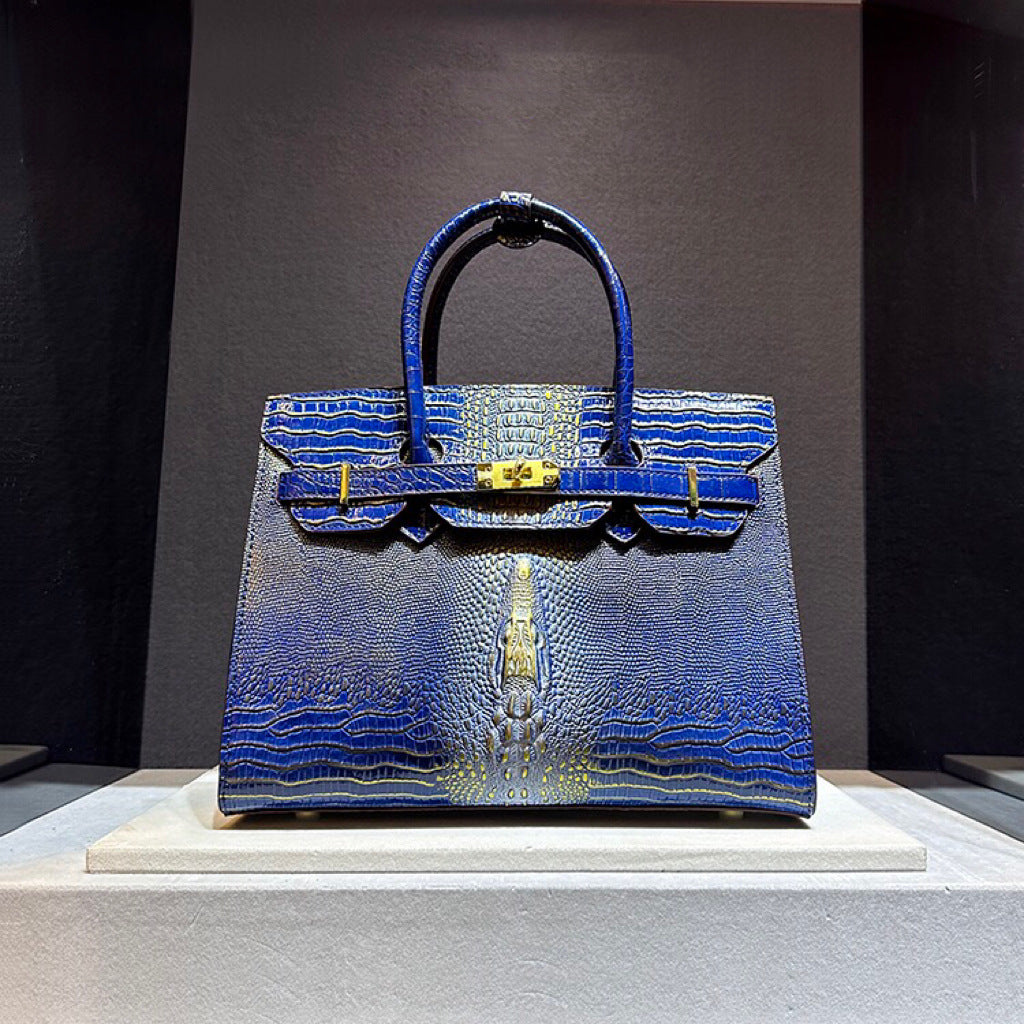 Women's High-grade Crocodile Pattern Genuine Leather Platinum Crossbody Bags