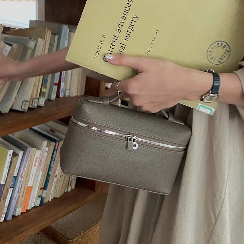 Women's High Quality Genuine Leather Lunch Box First Layer Crossbody Bags