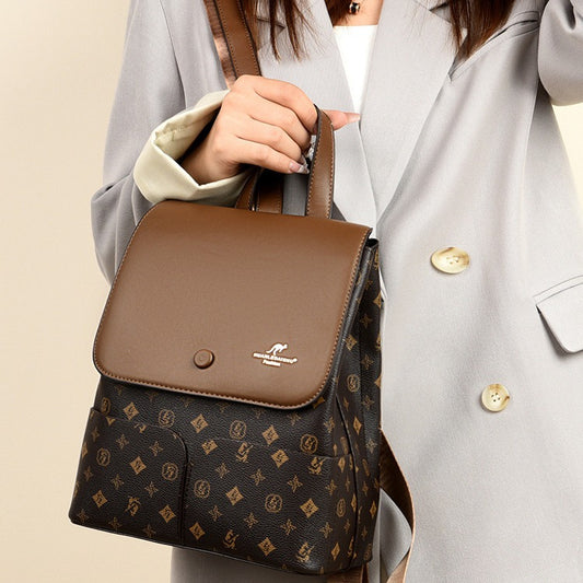 Women's Light Luxury Large Capacity Simple Leisure Soft Backpacks