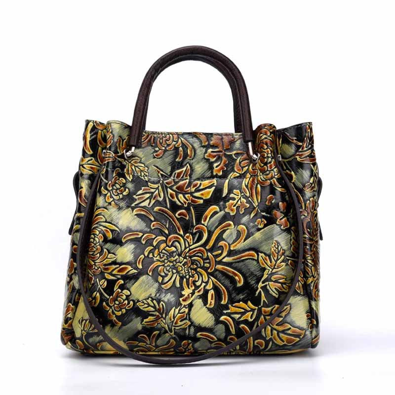 Embossed Top Layer Leather Retro Style Bags